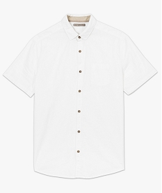 chemise en lin unie a manches courtes blanc chemise manches courtes7117401_4