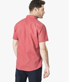 chemise en lin unie a manches courtes rose chemise manches courtes7117601_3