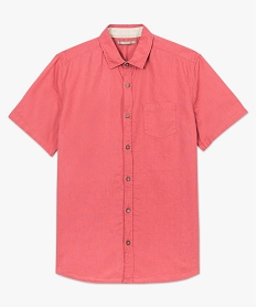 chemise en lin unie a manches courtes rose chemise manches courtes7117601_4