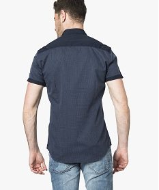 chemise a manches courtes et details contrastants - repassage facile bleu7118101_3