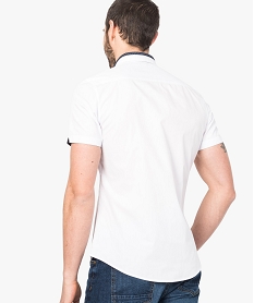 chemise slim unie col contraste blanc7118201_3