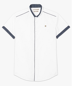 chemise slim unie col contraste blanc chemise manches courtes7118201_4