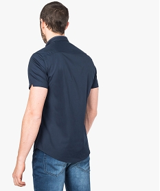 chemise slim unie col contraste bleu chemise manches courtes7118301_3