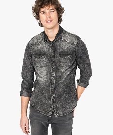 GEMO Chemise aspect jean délavé noir standard