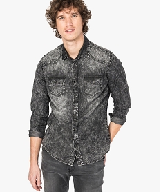 GEMO Chemise aspect jean délavé Noir