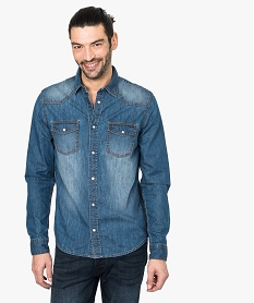 GEMO Chemise en jean à pressions Gris