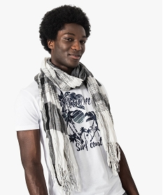 foulard effet froisse a carreaux blanc7120801_1