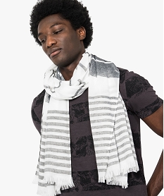 GEMO Foulard frangé façon chèche Gris