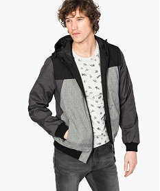 blouson en toile tricolore avec capuche gris7122301_1