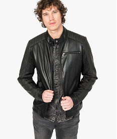 blouson en simili cuir et toile noir7122401_1