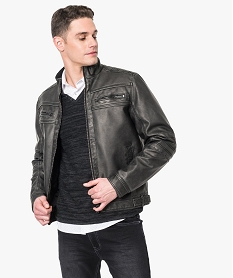 GEMO Blouson motard zippé en similicuir Noir