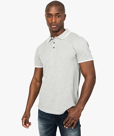 polo homme a manches courtes avec rayures contrastantes gris polos7124801_1