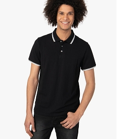 GEMO Polo homme à manches courtes avec rayures contrastantes Noir