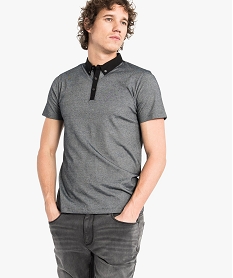 GEMO Polo à manches courtes col chemise Gris