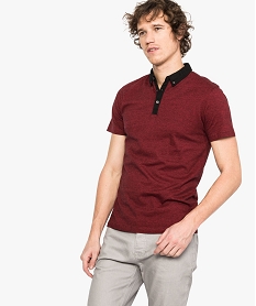 GEMO Polo à manches courtes col chemise Rouge