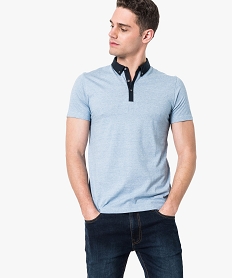 polo a manches courtes col chemise bleu7126001_1