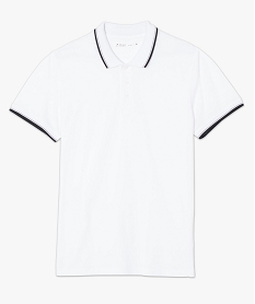 polo homme manches courtes a liseres contrastants blanc7126301_1