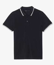 polo homme manches courtes a liseres contrastants noir7126401_1