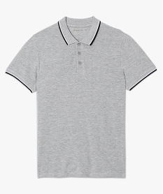 polo homme manches courtes a liseres contrastants gris7126501_1