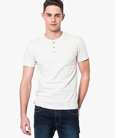 GEMO Tee-shirt col tunisien texturé beige chine