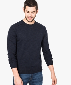 GEMO Pull maille fine unie bleu chine