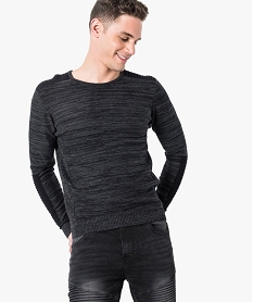 GEMO Pull chiné ajusté avec détails texturés noir chine