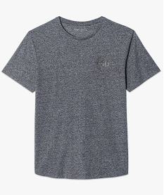 tee-shirt manches courtes chine avec imprime poitrine en relief gris7133401_4