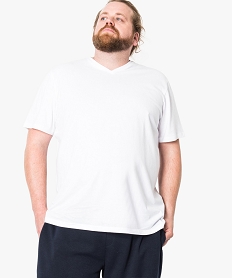 tee-shirt coton manches courtes col v blanc7133701_1