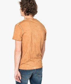 tee-shirt aspect delave avec motif sur lavant beige7134601_3
