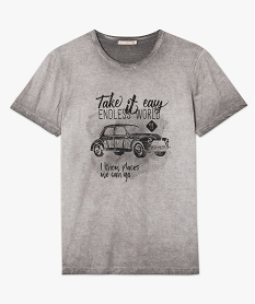 tee-shirt aspect delave avec motif sur lavant gris tee-shirts7134701_4