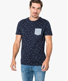 tee-shirt imprime a manches courtes et poche contrastante imprime tee-shirts7135001_1