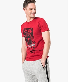 GEMO Tee-shirt manches courtes imprimé concert rouge standard