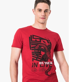 tee-shirt manches courtes imprime concert rouge7135201_2