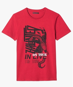 tee-shirt manches courtes imprime concert rouge7135201_4
