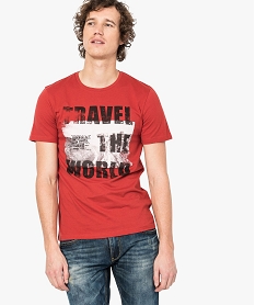 GEMO Tee-shirt à manches courtes avec motif sur lavant Rouge