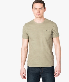 GEMO Tee-shirt texturé uni à poche Vert