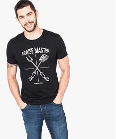 GEMO Tee-shirt à messages noir standard