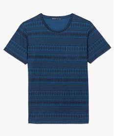 tee-shirt manches courtes imprime azteque et poche plaquee bleu7139201_4