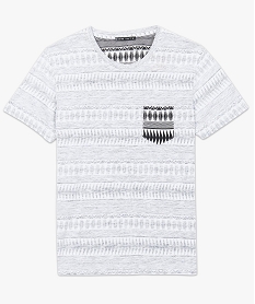tee-shirt manches courtes imprime azteque et poche plaquee blanc7139301_4