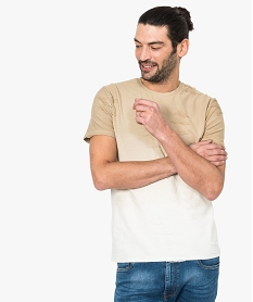 tee-shirt a manches courtes effet use coloris degrade beige7139401_1