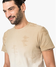 tee-shirt a manches courtes effet use coloris degrade beige7139401_2