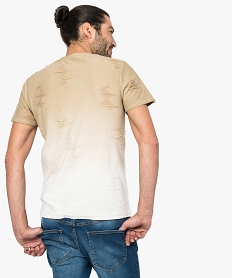 tee-shirt a manches courtes effet use coloris degrade beige7139401_3