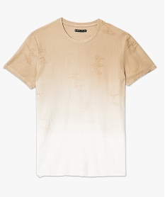 tee-shirt a manches courtes effet use coloris degrade beige7139401_4
