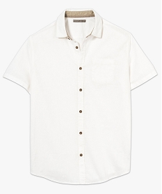 chemise a manches courtes unie en lin blanc chemise manches courtes7144701_1