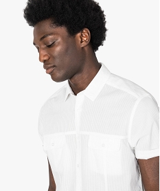 chemise manches courtes a fines rayures blanc chemise manches courtes7145901_2
