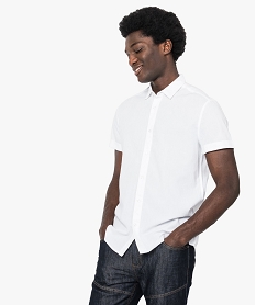 chemise a manches courtes effet froisse blanc chemise manches courtes7146501_1