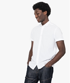 chemise a manches courtes effet froisse blanc7146501_1