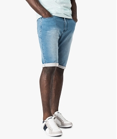 GEMO Short effet denim avec cordon contrastant Bleu