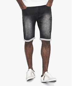 GEMO Short effet denim avec cordon contrastant Noir