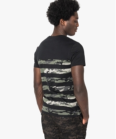 tee-shirt manches courtes a rayures camouflage vert7147201_3